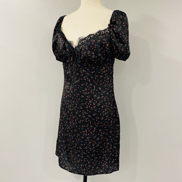 Y2K Koco & K London Sz 8 Black Poppy Gypsy Milkmaid Wench Mini Whimsigoth Dress - Picture 5 of 16